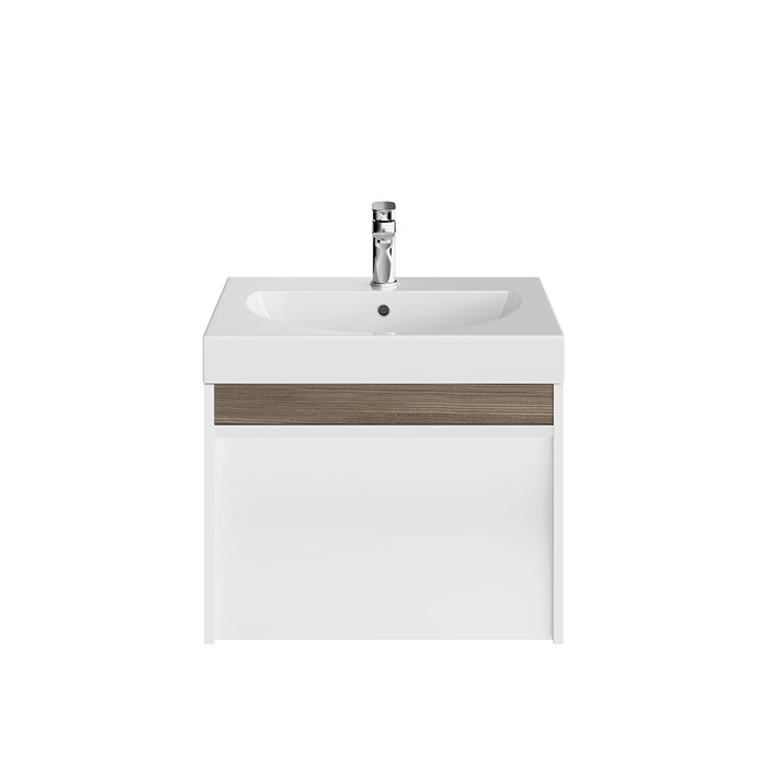 MO.60.1+1\WHT Тумба MODULA подвесная 60 с ящиком 1+1, белая глянцевая - фото 116905
