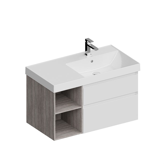 CUB.90Rh/WHT.M Тумба CUBO правая подвесная с ящиками 90, белая матовая - фото 117283