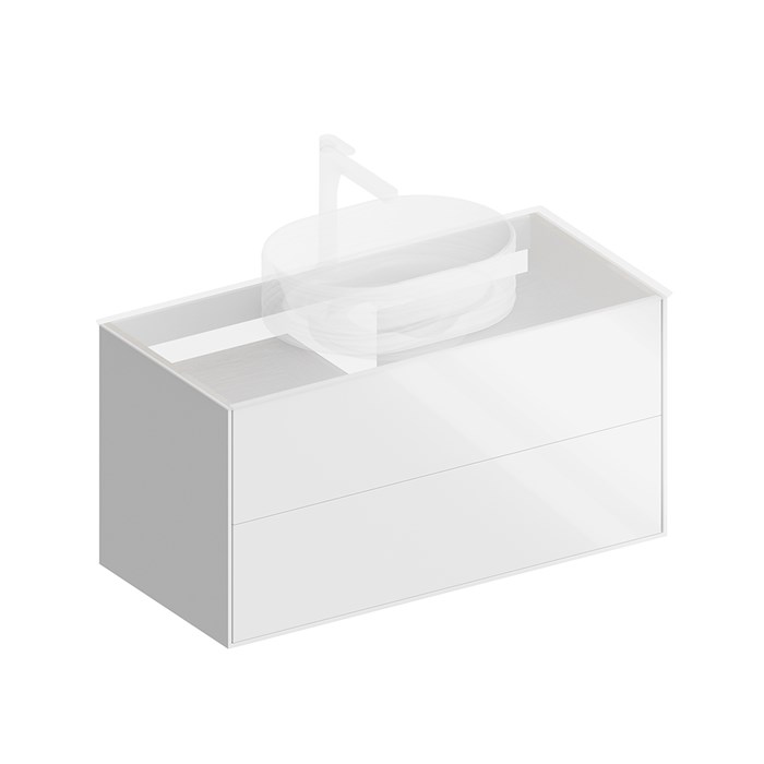 PLB.M.100.2/WHT.V Тумба PLAZA Modern подвесная 100, 2 ящика, белая глянцевая - фото 124028
