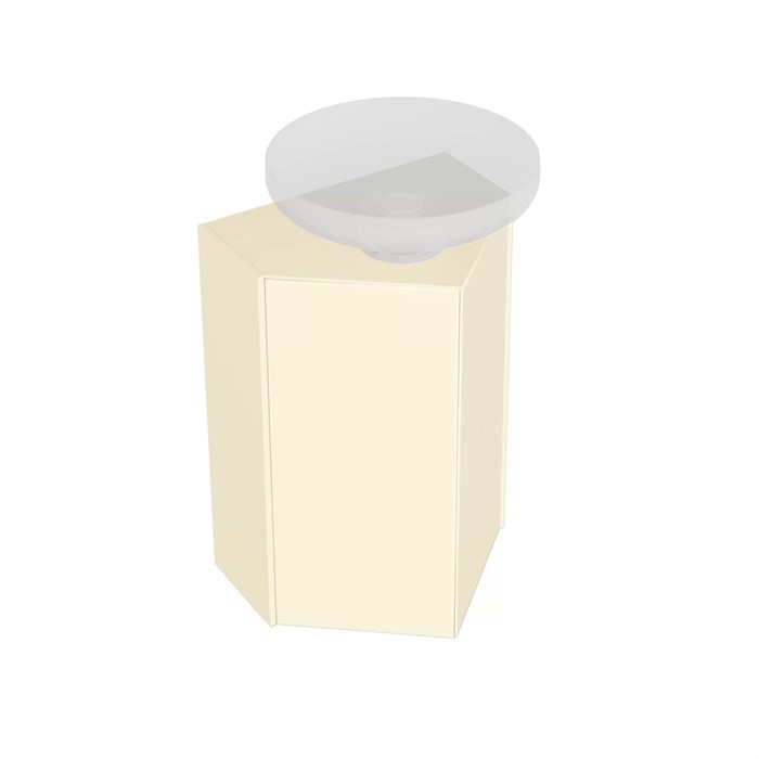 KMCACb50MBt0 Тумба-модуль CARAVAN под раковину со столешницей без боковин, подвесная 50, push, сливочная матовая - фото 129880