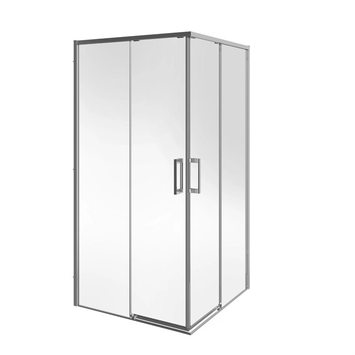 LN.100.SSD.CR Душевой уголок LINDO, раздвижной с функцией soft close, квадратный, 100х100х195, хром - фото 130254