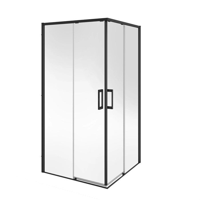 LN.100.SSD.BLK.M Душевой уголок LINDO, раздвижной с функцией soft close, квадратный, 100х100х195, матовый черный - фото 130258