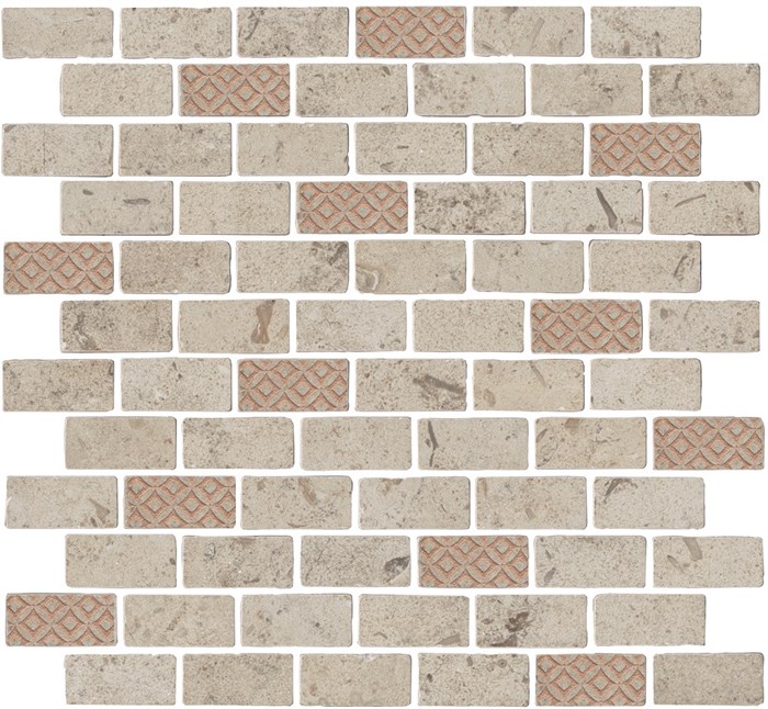 MBD015 Декор Про Лаймстоун Антика 3 мозаичный бежевый матовый 32х30х0,9 - фото 96600