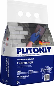ГидроСлой -5 кг Тонкослойная жесткая гидроизоляция вертикальных и горизонтальных конструкций при внут. и наружных работах (толщина слоя нанесения 2-5 мм)