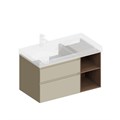 CUB.90.2Lh/LIM.N Тумба CUBO левая подвесная с ящиками 90, лимо матовая- структ.орех - фото 123711