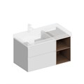 CUB.90.2Lh/WHTM.N Тумба CUBO левая подвесная с ящиками 90, белая матовая-структ.орех - фото 123716