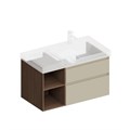 CUB.90.2Rh/LIM.N Тумба CUBO правая подвесная с ящиками 90, лимо матовая- структ.орех - фото 123726