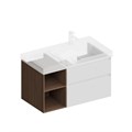 CUB.90.2Rh/WHTM.N   Тумба CUBO правая подвесная с ящиками 90, белая матовая- структ.орех - фото 123731