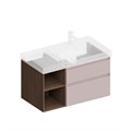 CUB.90.2Rh/MAL.N Тумба CUBO правая подвесная с ящиками 90, мальва матовая- структ.орех - фото 123736